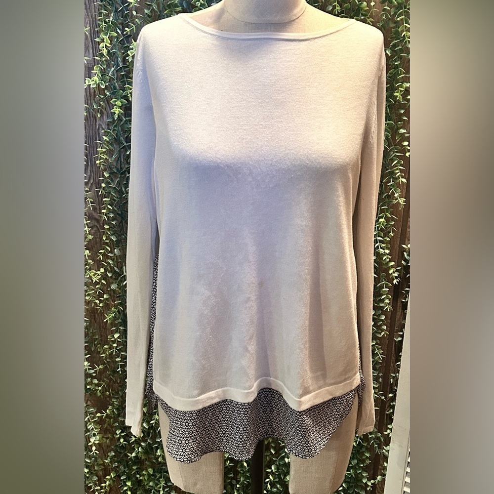 LOFT Cream & Black Long Sleeve Women's Top